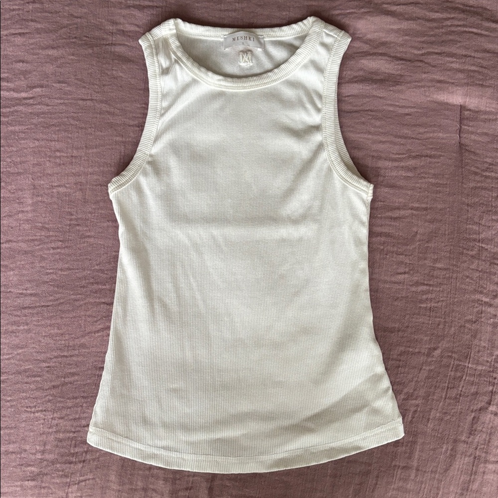 Meshki Cream Ribbed Top